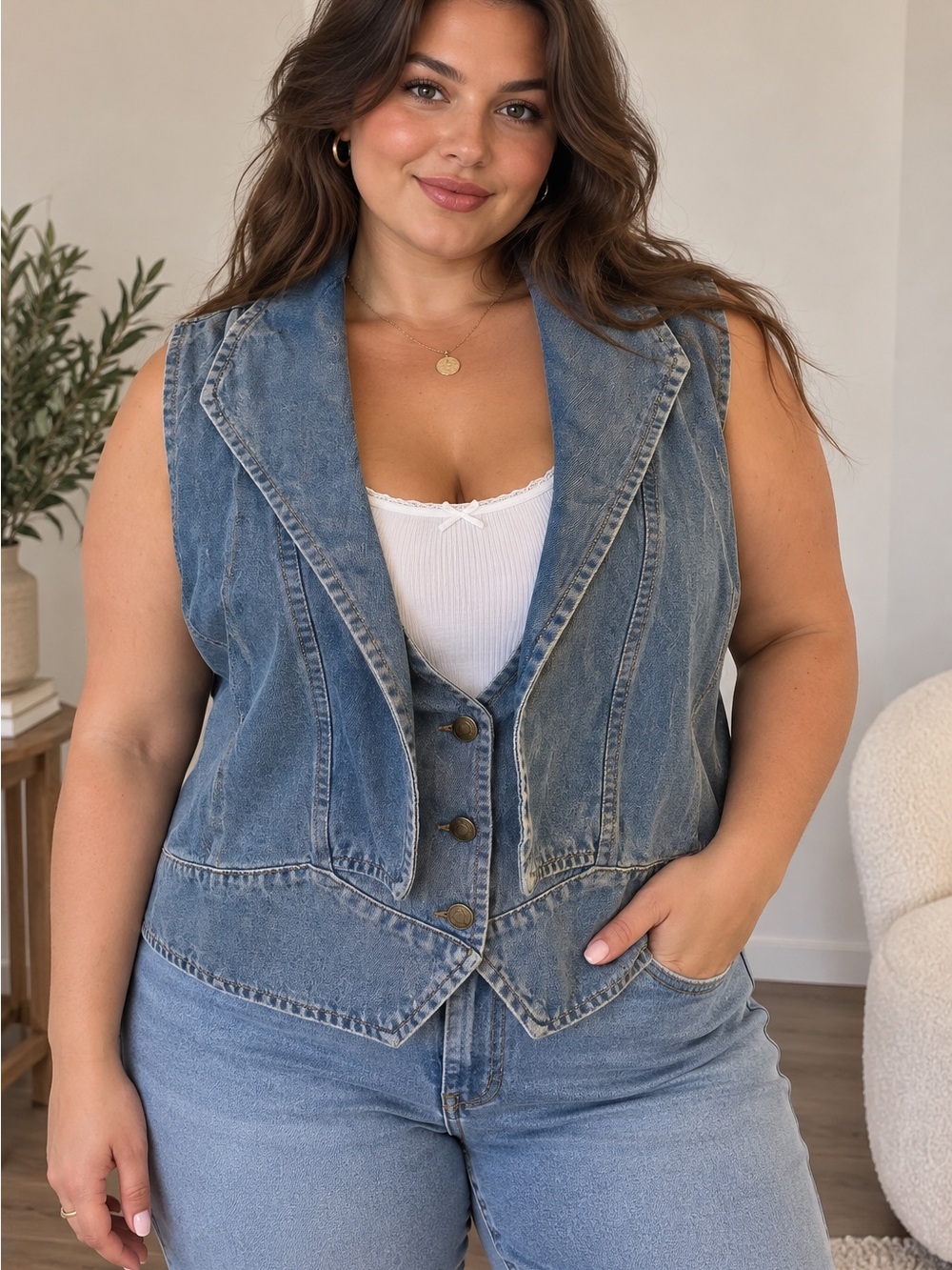 High-Rise Blue Denim Jeans for Women - Classic Blue